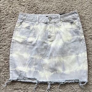 PTCL Lavender Tie Dye Purple White Raw Hem Jean Skirt